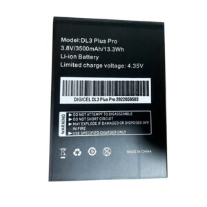 3500mAh 3.8V Li-ion replacement battery for Digicel DL3 Plus Pro, front view showing battery surface and small 2-pin connector