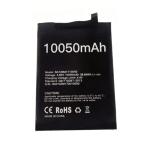 BAT20M1710050 10050mAh 3.85V Li-Polymer replacement battery for Doogee S59 Pro, front view showing battery label and connector flex cable