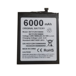 BAT21ZN1336000 6000mAh 3.85V Li-Polymer replacement battery for Doogee S98 rugged phone, front view on white background