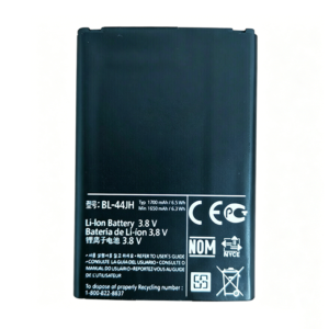 BL-44JH 1700mAh 3.8V Li-ion replacement battery for LG LS860 Motion 4G, front view on white background