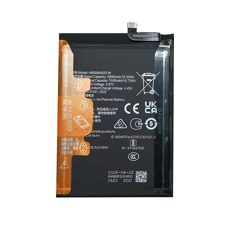 HB506492EFW 5100mAh 3.85V Li-ion Polymer replacement battery for Honor X40 and X9a, front view showing battery surface and connector flex cable