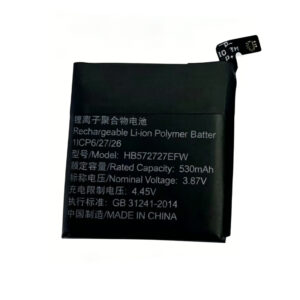 HB572727EFW 530mAh 3.88V Li-Polymer replacement battery for Huawei Watch 4 and Watch GT4 41mm, front view showing battery label and connector flex cable