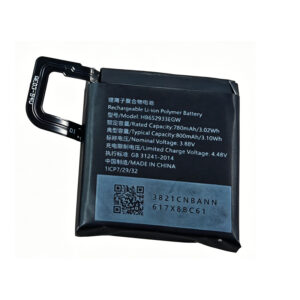 HB652933EGW 780mAh 3.88V Li-Polymer replacement battery for Huawei Watch 5, Watch 5X, and Watch 5X Pro, front view showing battery label and connector flex cable