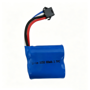 18350 7.4V 600mAh SM-4P Li-ion battery for UDI001 UDI008 UDI020 RC boat, front view showing battery body and SM-4P connector on white background