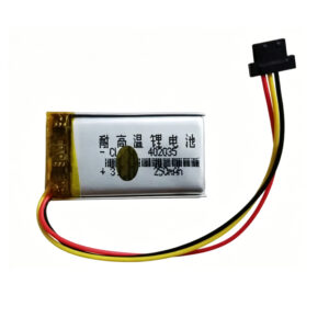 402035 250mAh 3.7V Li-ion Polymer replacement battery for DVR dash cam 368A 526 518, front view showing battery surface and wires