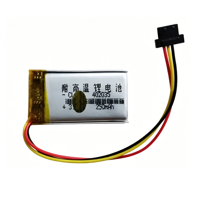 402035 250mAh 3.7V Li-ion Polymer replacement battery for DVR dash cam 368A 526 518, front view showing battery surface and wires