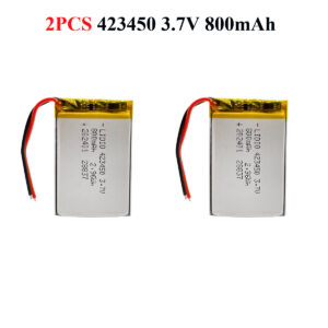 Two 423450 800mAh 3.7V Li-Po batteries with protection board for DIY projects 4.2×34×50mm