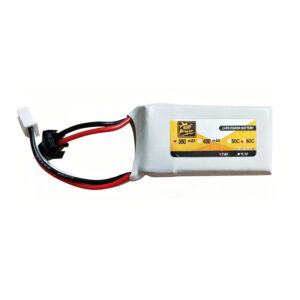 452540 2S 350mAh 7.4V 30C-60C Li-Po battery with SM-2P plug for Dandinghe RC drone and FPV quadcopter, front view showing battery label and red wires
