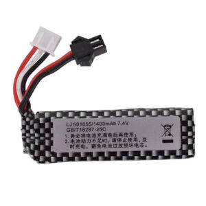 501855 7.4V 1400mAh SM plug Li-Po replacement battery for RC tank and electric toy vehicles – 62x18x10mm compact size