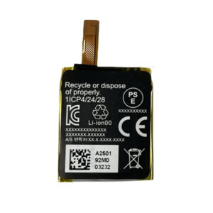APP00296 310mAh 3.85V Li-ion replacement battery for Fossil Gen 5 and Julianna HR FTW6035, front view showing battery label and connector flex cable