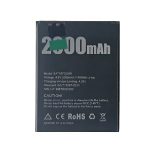BAT18702000 2000mAh 3.8V Li-Polymer replacement battery for Doogee X50, front view on white background