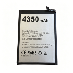 BAT1919084350 4350mAh 3.8V Li-Polymer replacement battery for Doogee N20, front view on white background
