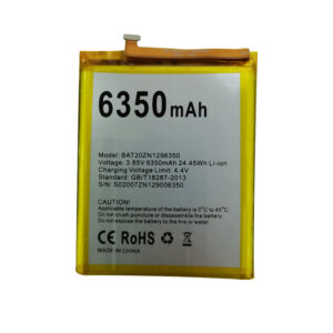 BAT20ZN1296350 6350mAh 3.85V Li-ion Polymer replacement battery for Doogee S96 Pro rugged phone, front view showing battery surface and small 2-pin connector