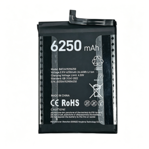 BAT2419296250 6250mAh 3.91V Li-ion Polymer replacement battery for Doogee Note 59 Pro+, front view showing battery surface and small 2-pin connector