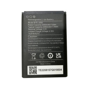 BTE-2000 2050mAh 3.8V Li-ion high capacity replacement battery for CAT S22 Flip, front view on white background