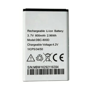 DBC-800D 800mAh 3.7V Li-ion replacement battery for DORO 6021 senior phone, front view on white background