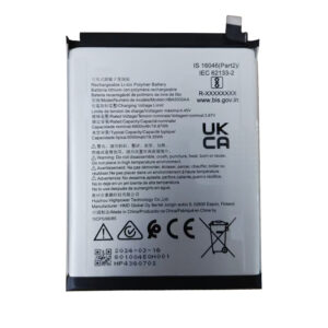 HBA5033AA 5000mAh 3.87V Li-ion Polymer replacement battery for HMD Fusion, Crest, and Crest Max, front view showing battery surface and small 2-pin connector