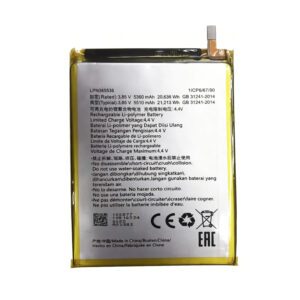 LPN385536 5510mAh 3.85V Li-ion Polymer replacement battery for Hisense King Kong 5 HLTE216T and HLTE226T, front view on white background showing battery surface and connector flex cable