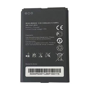 M26G 3300mAh 3.8V Li-ion upgraded replacement battery for GEXING W01 wireless router, front view on white background