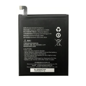 3000mAh 3.85V Li-ion Polymer replacement battery for SUGAR F9 S9 F11, front view on white background showing battery surface and connector flex cable