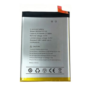 BISON-GT2-5G 6150mAh 3.87V Li-ion Polymer replacement battery for Umidigi Bison GT2 5G rugged phone, front view on white background showing battery surface and connector flex cable