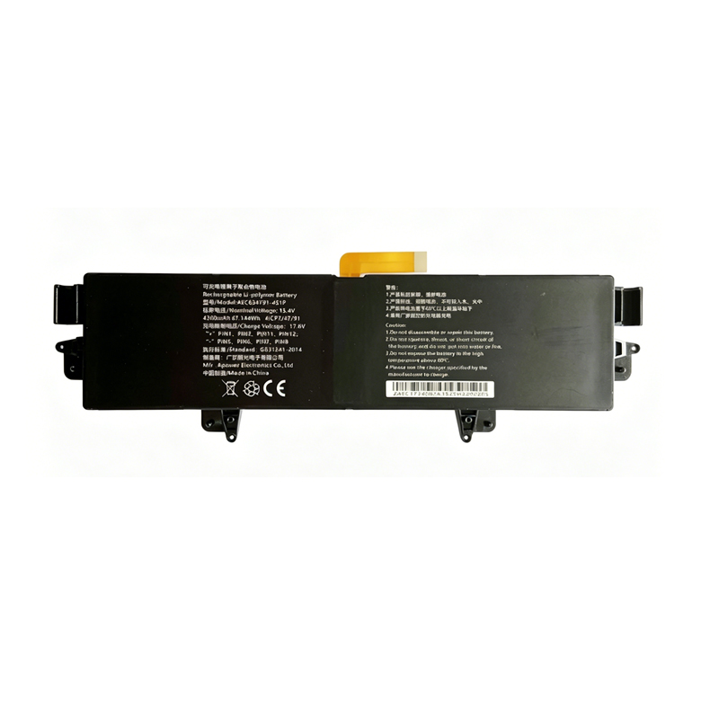 AEC634791-4S1P 4360mAh 15.4V Li-Polymer replacement battery for GPD Win Max 2, front view showing battery label and 4-cell connector