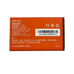 QF9 1850mAh 3.7V Li-ion replacement battery for QIN QF9, front view on white background