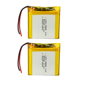 2PCS 105048 105050 3000mAh 3.7V Grade A Li-Polymer rechargeable batteries with protection board, both batteries front view showing battery labels and red/black wires