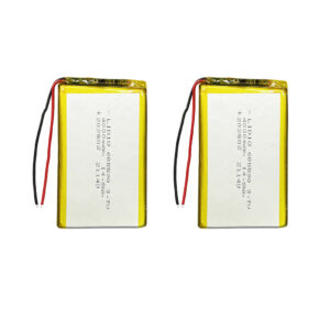 2PCS 605590 4000mAh 3.7V Li-Polymer rechargeable batteries with protection board, both batteries front view showing battery labels and red/black wires