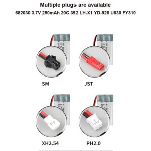 682030 250mAh 3.7V 20C Li-Po Battery for 392 LH-X1 YD-928 U830 FY310 RC Drone (6 Plug Types)