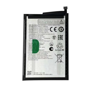 text BL-49S-976546 5000mAh 3.85V Li-Polymer replacement battery for Nubia V70 Design Z2458 and ZTE Blade V70 Design, front view on white background showing battery surface and connector flex cable
