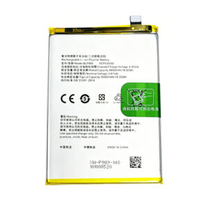 BLP909 5000mAh 3.87V Li-Polymer replacement battery for Realme 9 5G RMX3474, front view on white background showing battery surface and connector flex cable