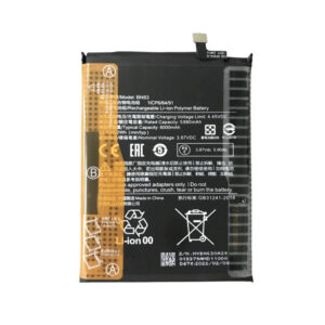 BN63 6000mAh 3.87V Li-Polymer replacement battery for Xiaomi Redmi 10 Prime 21061119BI, front view on white background showing battery surface and connector flex cable