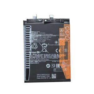 BP52 5000mAh 3.91V Li-Polymer replacement battery for Xiaomi Redmi Turbo 3 and Poco F6, front view on white background showing battery surface and connector flex cable