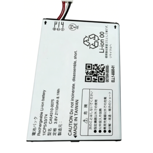 CA54310-0075 2110mAh 3.8V Li-ion replacement battery for Fujitsu F-01L and Fujitsu F-42A, front view showing battery surface and connector flex cable