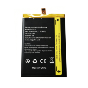 DK016 5580mAh 3.8V Li-ion replacement battery for Blackview BV6900 rugged phone, front view on white background showing battery surface and connector flex cable