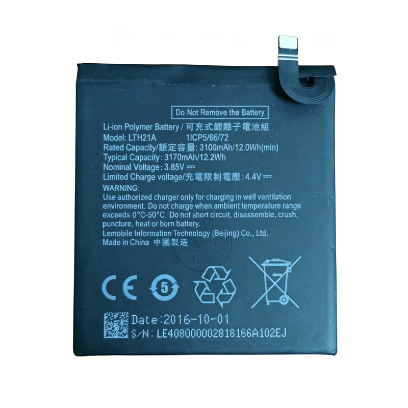 LTH21A 3100mAh 3.85V Li-Polymer replacement battery for Letv LeMax 2 X820, X821, X822, and X829, front view on white background showing battery surface and connector flex cable