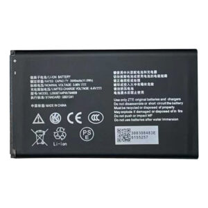 Li3930T44P4h794659 3000mAh 3.85V Li-Polymer replacement battery for ZTE MF985 and MF288 hotspot, front view showing battery surface and contact pins