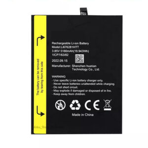 Li676281HTT 5180mAh 3.85V Li-ion replacement battery for Blackview BV7200 rugged phone, front view on white background showing battery surface and connector flex cable