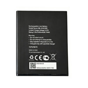 NBL-43A2300 2300mAh 3.8V Li-ion replacement battery for TP-Link Neffos TP703A portable 3G wireless router, front view on white background showing battery surface and contact pins