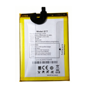 S77 4000mAh 3.85V Li-ion replacement battery for OUKITEL C18 Pro, front view on white background showing battery surface and connector flex cable