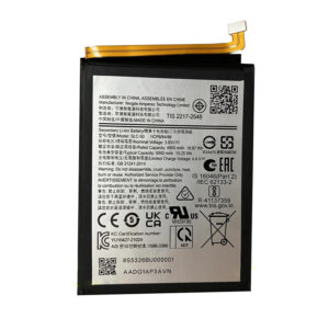 SLC-50 5000mAh 3.85V Li-ion replacement battery for Samsung Galaxy A03 Core SM-A032F, front view on white background showing battery surface and connector flex cable