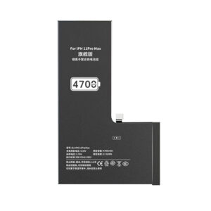 DJ-IPH-11ProMax 4700mAh 3.79V high capacity Li-ion replacement battery for iPhone 11 Pro Max, front view on white background showing battery surface and connector flex cable