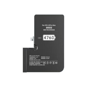 DJ-IPH13ProMax 4760mAh 3.85V high capacity Li-ion replacement battery for iPhone 13 Pro Max, front view on white background showing battery surface and connector flex cable
