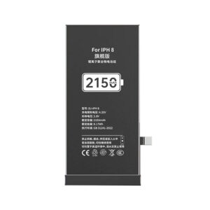 DJ-IPH8 2150mAh 3.8V high capacity Li-ion replacement battery for iPhone 8, front view on white background showing battery surface and connector flex cable