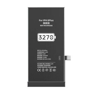 DJ-IPH8Plus 3270mAh 3.82V high capacity Li-ion replacement battery for iPhone 8 Plus, front view on white background showing battery surface and connector flex cable
