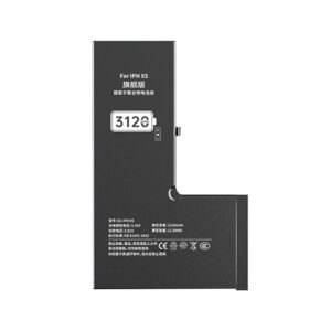 DJ-IPHXS 3120mAh 3.81V high capacity Li-ion replacement battery for iPhone XS, front view on white background showing battery surface and connector flex cable