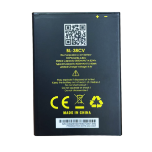 BL-38CV 4000mAh 3.8V Li-ion Polymer replacement battery for VILLAON KS702A and compatible BLU phones, interchangeable with C896351300L, front view showing battery surface and small 2-pin connector