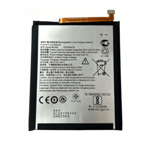 BL299 3300mAh 3.8V Li-ion Polymer replacement battery for Lenovo Z5s L78071, front view showing battery surface and small 2-pin connector