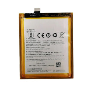 BLP637 3300mAh 3.85V Li-ion Polymer replacement battery for OnePlus 5 and OnePlus 5T, front view showing battery surface and small 2-pin connector